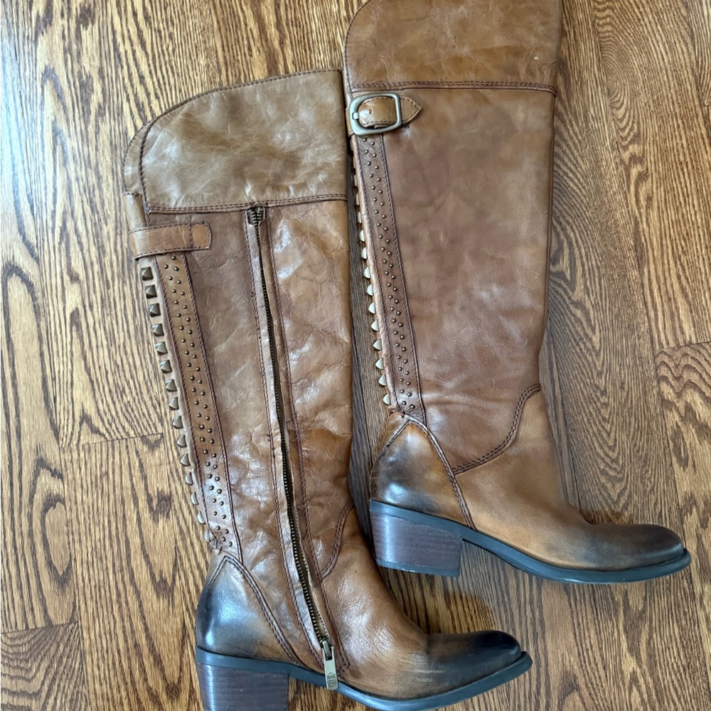 Brown Leather Knee-High Boots